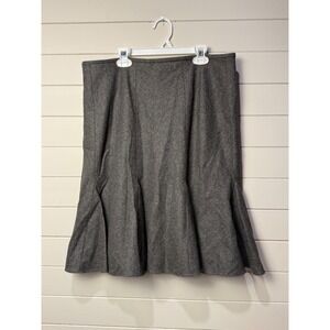 Lauren Ralph Lauren Wool Herringbone Flared Midi Skirt Size 12 Gray